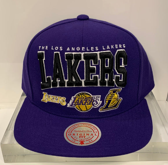 Lakers Multi Logo Snapback by Mitchell and Ness